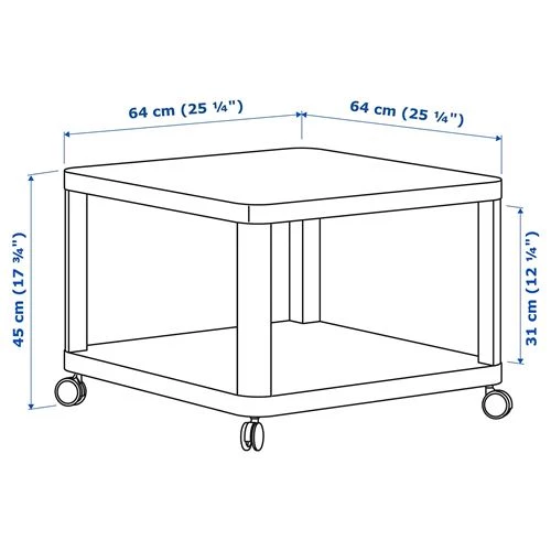 Столик придиванный - IKEA TINGBY/ТИНГБИ ИКЕА, 45х64х64 см, белый (изображение №6)