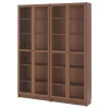 Книжный шкаф со стеклянной дверцей - BILLY/OXBERG IKEA/ БИЛЛИ/ОКСБЕРГ ИКЕА, 30х160х202 см, коричневый