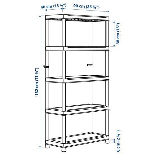 Стеллаж - IKEA RUNMARÖ/RUNMARO, 90х40х182 см, темно-серый, РУНМАРО ИКЕА (изображение №2)