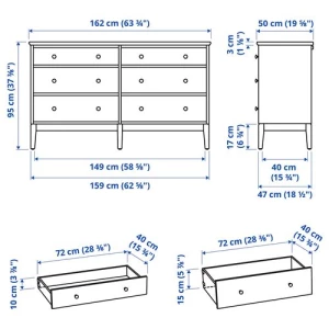 Комод с 6 ящиками - IKEA IDANAS/IDANÄS, 162x95 см, белый ИДАНЭС ИКЕА
