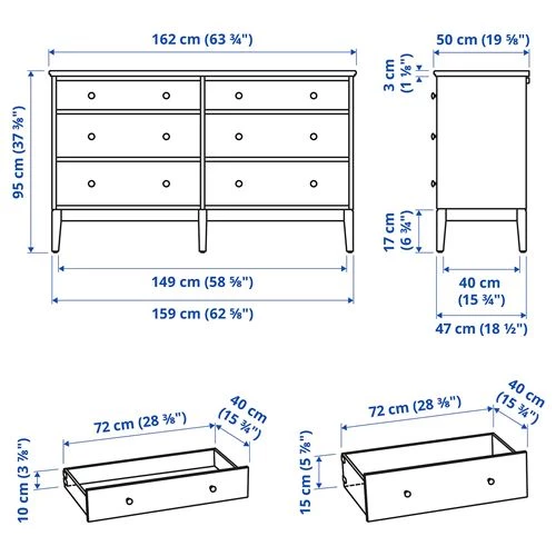 Комод с 6 ящиками - IKEA IDANAS/IDANÄS, 162x95 см, темно-коричневый ИДАНЭС ИКЕА (изображение №7)