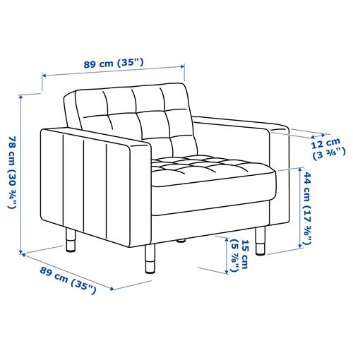 Кожаное кресло - IKEA LANDSKRONA, 89х89х78 см, черный, ЛАНДСКРУНА ИКЕА (изображение №7)