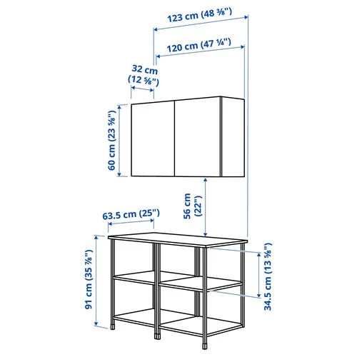 Комбинация для хранения - IKEA ENHET, 123х63.5х207 см, белый/дуб, ЭНХЕТ ИКЕА (изображение №5)