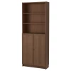 Книжный шкаф с дверцей - BILLY/OXBERG IKEA/ БИЛЛИ/ОКСБЕРГ ИКЕА, 30х80х202 см, коричневый