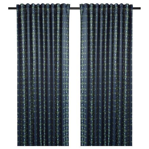 Штора, 2 шт. - IKEA SKOGSSVINGEL, 300х145 см, темно-синий, СКОГССВИНГЕЛЬ ИКЕА