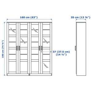 Шкаф с 4 дверями - IKEA BRIMNES/БРИМНЭС/БРИМНЕС ИКЕА, 160х35х190 см, белый,