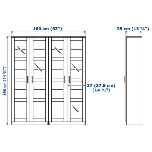 Шкаф с 4 дверями - IKEA BRIMNES/БРИМНЭС/БРИМНЕС ИКЕА, 160х35х190 см, белый, (изображение №4)