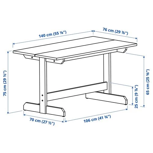 Стол обеденный - IKEA NACKANÄS/NACKANAS, 140х76х75 см, коричневый, ИКЕА (изображение №6)