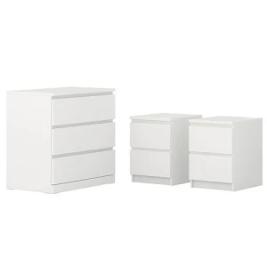 Мебель для спальни, набор из 3 предметов - IKEA MALM, 48х78х80/40х48х55 см,белый МАЛЬМ ИКЕА