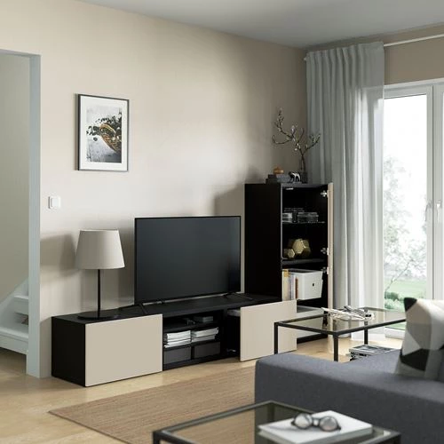Тумба для телевизора - IKEA BESTÅ/BESTA, 240x42x129 см, черный, Бесто (изображение №2)