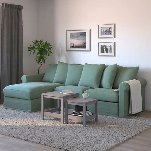 2-местный диван-кровать с козеткой - IKEA GRÖNLID/GRONLID, 68x98x277см, бирюзовый, ГРОНЛИД ИКЕА (изображение №2)