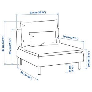 Кресло - IKEA SÖDERHAMN/SODERHAMN, 93х99х83 см, серый, СЁДЕРХАМН ИКЕА