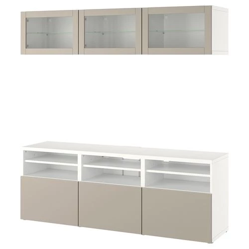 Тумба под телевизор - IKEA BESTÅ/BESTA, 180x42x192 см, серый, Бесто ИКЕА (изображение №1)