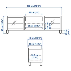 Тумба под ТВ - IKEA BESTÅ/BESTA, 180x42x48 см, серый, Бесто ИКЕА