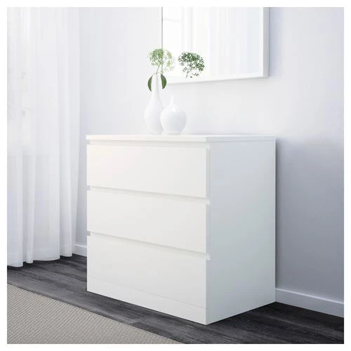 Мебель для спальни, набор из 3 предметов - IKEA MALM, 48х78х80/40х48х55 см,белый МАЛЬМ ИКЕА (изображение №2)