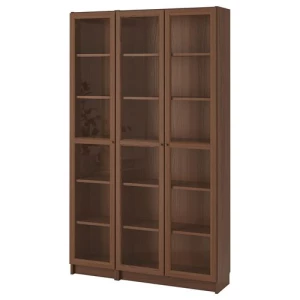Книжный шкаф со стеклянной дверцей - BILLY/OXBERG IKEA/ БИЛЛИ/ОКСБЕРГ ИКЕА, 30х120х202 см, коричневый