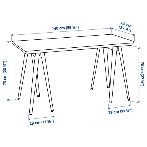 Письменный стол - IKEA ANFALLARE/NÄRSPEL/NARSPEL, 140х65 см, бамбук/серый, АНФАЛЛАРЕ/НЭРСПЕЛЬ ИКЕА (изображение №6)