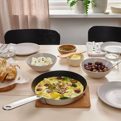 Сковорода - IKEA HEMKOMST, 24 см, нержавеющая сталь/с антипригарным покрытием ИКЕА (изображение №3)