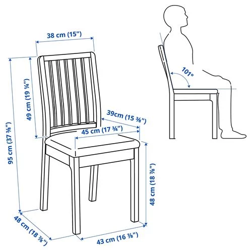Стул - IKEA EKEDALEN,95х45х51 см, коричневый/бежевый, ЭКЕДАЛЕН ИКЕА (изображение №6)