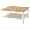 Журнальный стол - IKEA HEMNES/ИКЕА ХЕМНЭС, 90x90х46 см, белая морилка/светло-коричневый