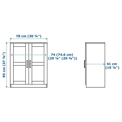Шкаф с 2 дверями - IKEA BRIMNES, 78х95 см, черный, БРИМНЕС ИКЕА (изображение №6)