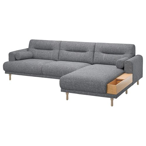 2-местный диван и шезлонг - IKEA LÅNGARYD/LANGARYD, 82x280см, серый, ЛОНГАРИД ИКЕА