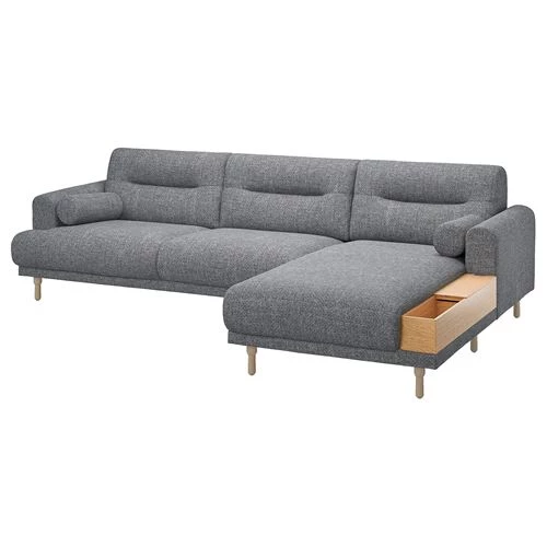 2-местный диван и шезлонг - IKEA LÅNGARYD/LANGARYD, 82x280см, серый, ЛОНГАРИД ИКЕА (изображение №1)