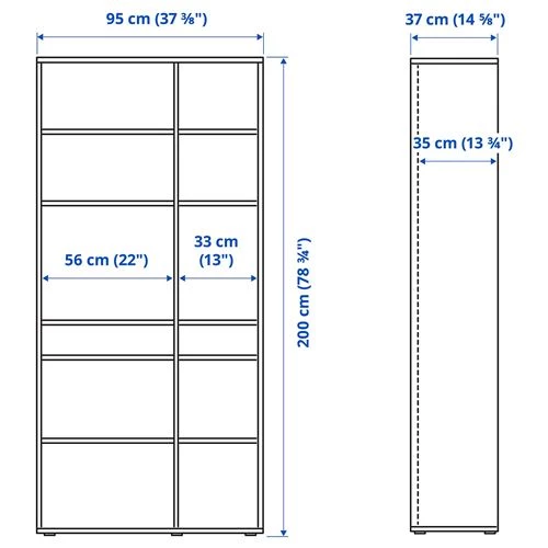 Открытый шкаф - VIHALS IKEA/ВИХАЛС ИКЕА, 37х95х200 см, белый (изображение №6)