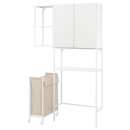 омбинация стеллажей для прачечной и ванной - ENHET IKEA/ ЭНХЕТ ИКЕА,120x32x204, белая (изображение №1)