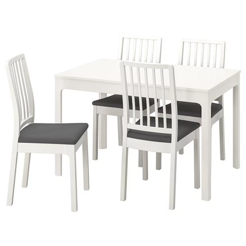 Стол и 4 стула - IKEA EKEDALEN, 120/180 см, белый/темно-серый, ЭКЕДАЛЕН ИКЕА (изображение №1)