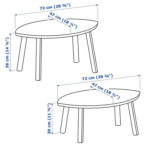 Комплект столов, 2 шт - IKEA STOCKHOLM/ИКЕА СТОКГОЛЬМ, шпон грецкого ореха, 72х47х36 см (изображение №7)