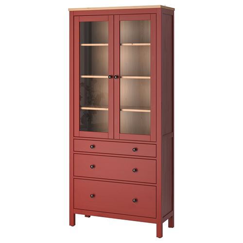 Шкаф со стеклянными дверцами - IKEA HEMNES, 90 x 197см, белый, Хемнэс ИКЕА