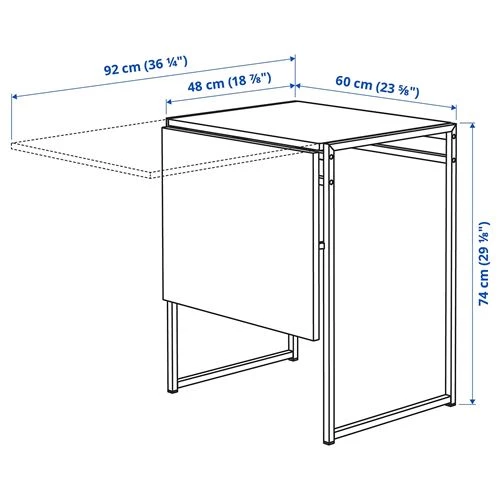 Раскладной кухонный стол - IKEA MUDDUS, 92/48х60х74 см, белый, ИКЕА (изображение №7)