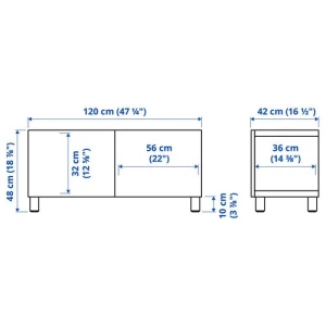 Тумба под ТВ - IKEA BESTÅ/BESTA, 120x42x48 см, белый, Бесто ИКЕА