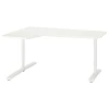 Письменный стол угловой левый - IKEA BEKANT, 160х110х65-85 см, белый, БЕКАНТ ИКЕА