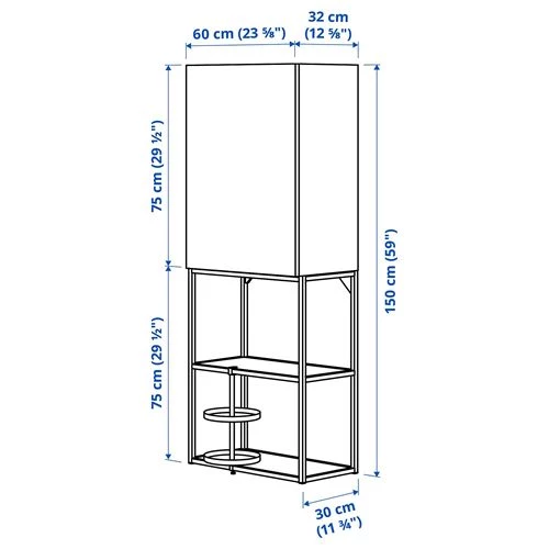 Стеллаж - IKEA ENHET, 60х32х150 см, белый/антрацит, ЭНХЕТ ИКЕА (изображение №4)