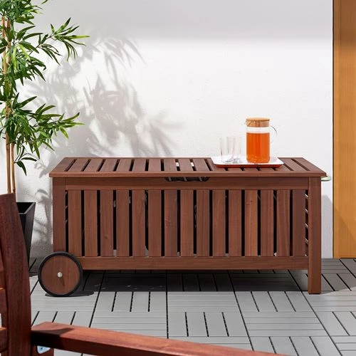 Садовая скамья с ящиком - IKEA APPLARO/ÄPPLARÖ, 128x57 см, коричневая морилка ЭПЛАРО ИКЕА (изображение №5)