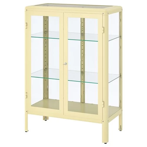 Шкаф со стеклянной дверью - FABRIKÖR IKEA/ ФАБРИКОР ИКЕА,81x113х42 см, прозрачный/ золотой (изображение №1)