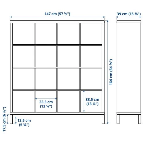 Стеллаж - IKEA KALLAX, 147х39х164 см, под беленый дуб/белый, КАЛЛАКС ИКЕА (изображение №6)