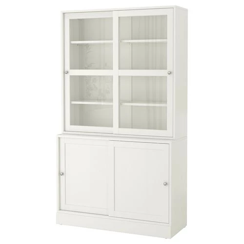 Комбинация с раздвижными дверьми - IKEA HAVSTA, 121x47x212 см, белый ХАВСТА ИКЕА (изображение №1)