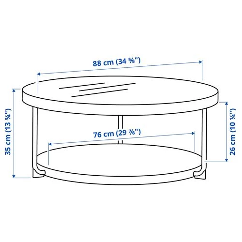 Журнальный столик - IKEA ИКЕА FRÖTORP, 88х88х35 см, под мрамор антрацит/черное стекло (изображение №7)