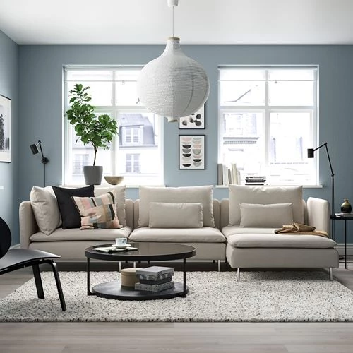 3-местный диван и шезлонг - IKEA SÖDERHAMN/SODERHAMN, 99x291см, серый/светло-серый, СЕДЕРХАМН ИКЕА (изображение №2)