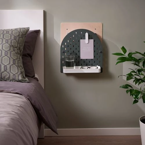 Полка настенная - VATTENKAR  IKEA/ ВАТТЕНКАР ИКЕА,  8x38x32 см, под беленый дуб/ зеленый (изображение №4)