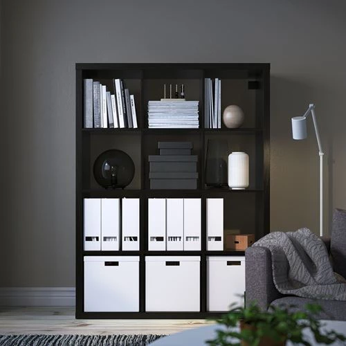 Стеллаж 12 ячеек - IKEA KALLAX, 112х147 см, черный, КАЛЛАКС ИКЕА (изображение №3)