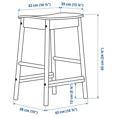 Барный стул - IKEA RÖNNINGE/РЁННИНГЕ ИКЕА, 38х43х63 см, береза (изображение №8)