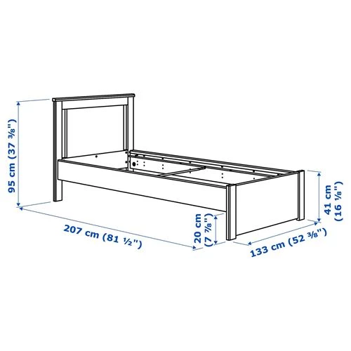 Кровать - SONGESAND/LÖNSET /LОNSET IKEA/ САГСТУА / ЛОНСЕТ ИКЕА, 120x200 см, белый (изображение №8)