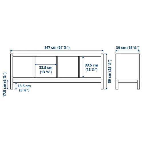 Стеллаж - IKEA KALLAX, 147х39х59 см, черно-коричневый/черный, КАЛЛАКС ИКЕА (изображение №2)