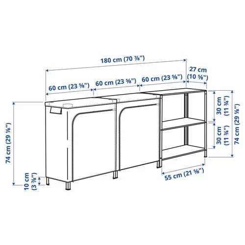 Стеллаж с чехлом - IKEA HYLLIS, 180х27х74 см, оцинкованный, ХИЛЛИС ИКЕА (изображение №8)