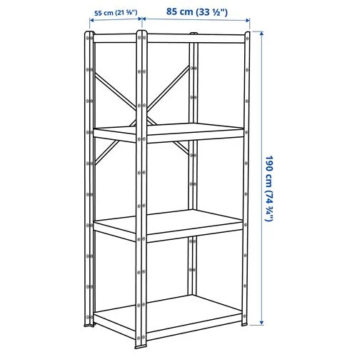 Стеллаж - IKEA BROR, 85х55х190 см, черный, БРУР ИКЕА (изображение №10)