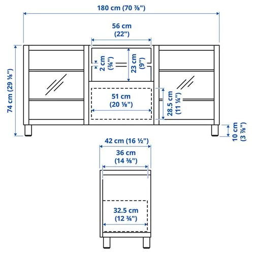 Тумба под ТВ - IKEA BESTÅ/BESTA, 180x42x74 см, белый, Бесто ИКЕА (изображение №9)